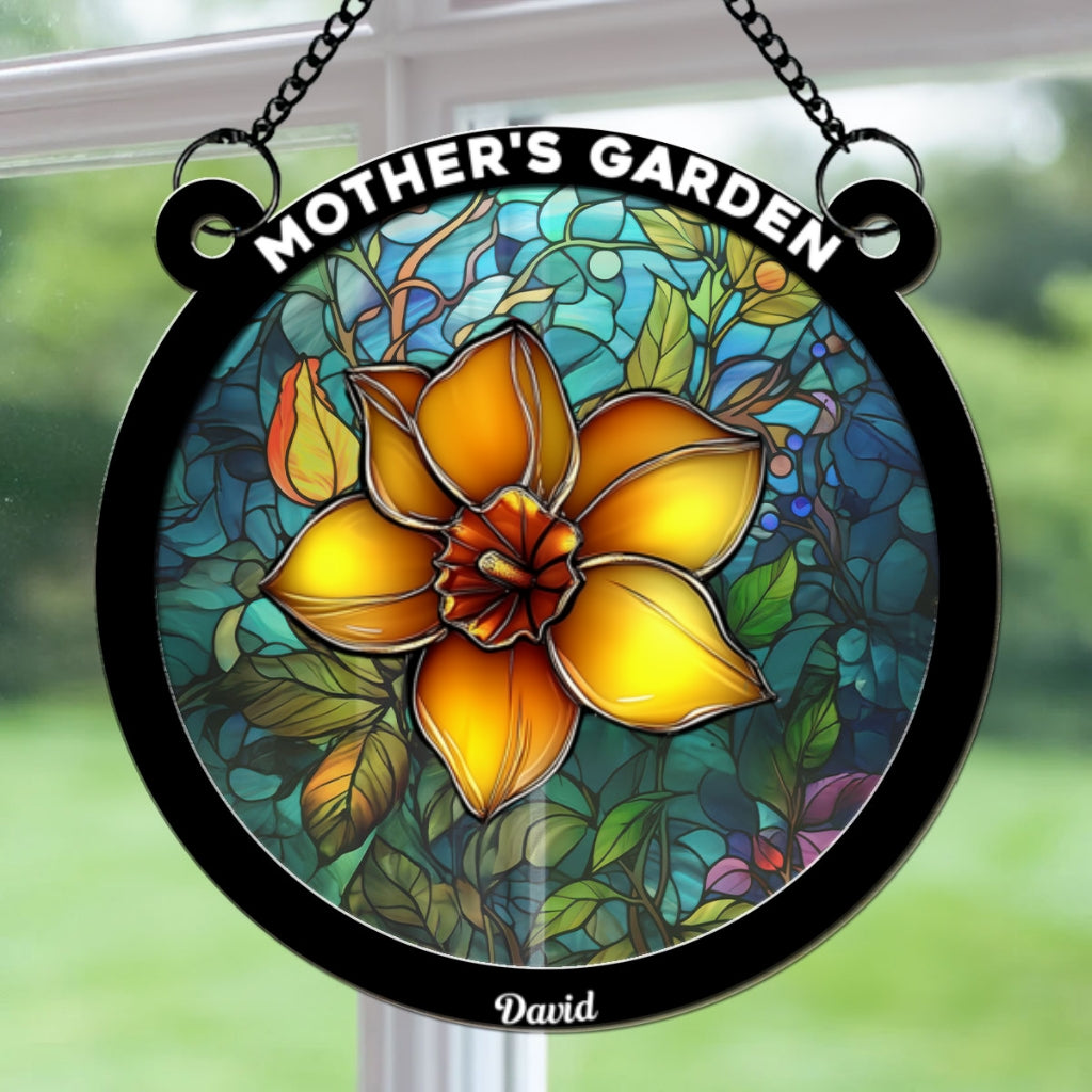 Custom Hanging Decor for Mom Daughter, Mother's Day Gifts • Flower Birth Month Garden Mother - Personalized Suncatcher