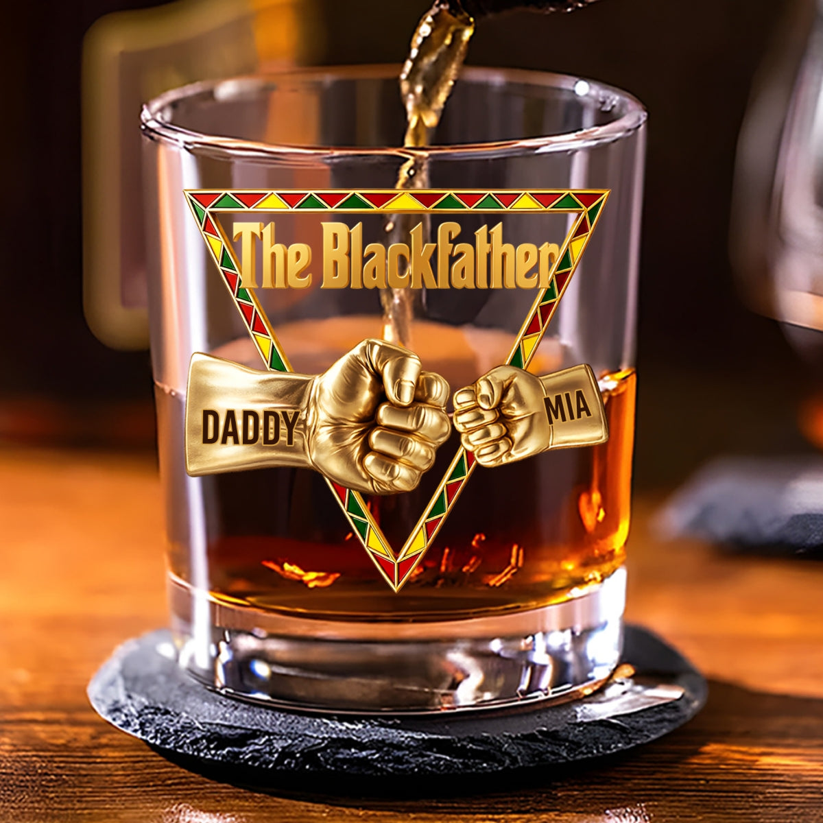 Custom Father's Day Birthday Gifts for Dad • The Blackfather Gold - Personalized Whiskey Glass