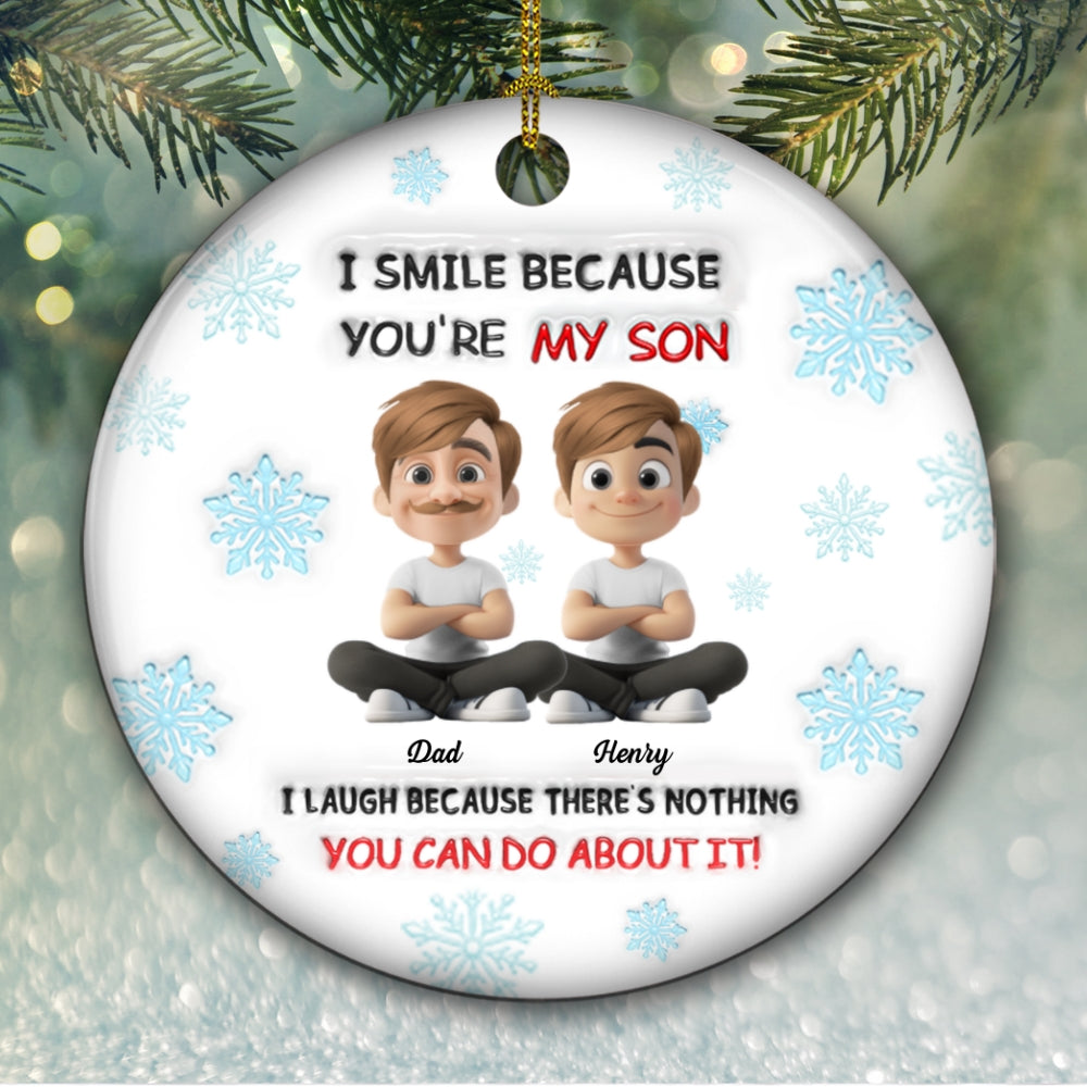 Custom Family Ornament, Christmas Gift for Family Members •  For Son - Personalized 3D Inflated Effect Ceramic Ornament