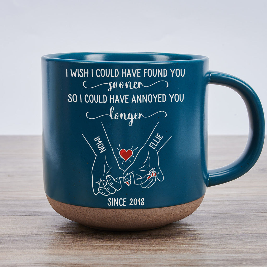 Custom Anniversary Keepsake Gifts For Couple • Meet You Sooner - Personalized Pottery Mug