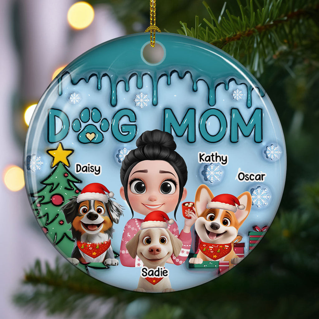 Custom Keepsake Christmas Ornament •  Me And Lovely Dog - Personalized 3D Inflated Effect Ceramic Ornament