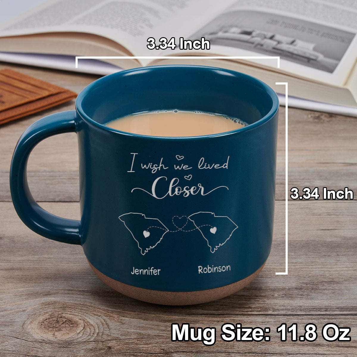 Custom Best Friend, Christmas & Birthday Friendship Keepsake Gift • I Wish We Lived Closer - Personalized Pottery Mug