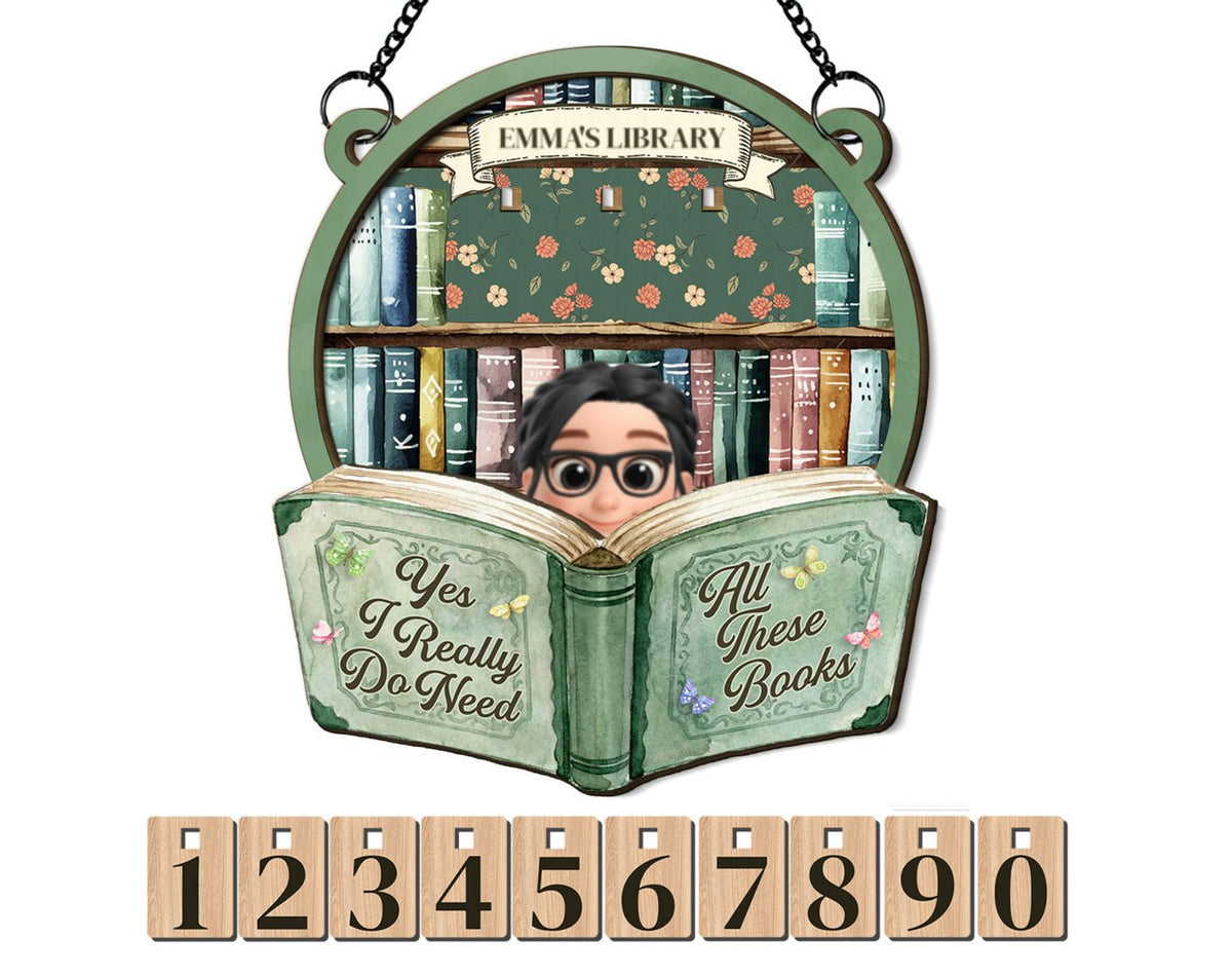 Custom Christmas Hanging Decor, Birthday Housewarming Gift For Book Lovers • I Really Do Need All These s - Personalized Tracker Sign
