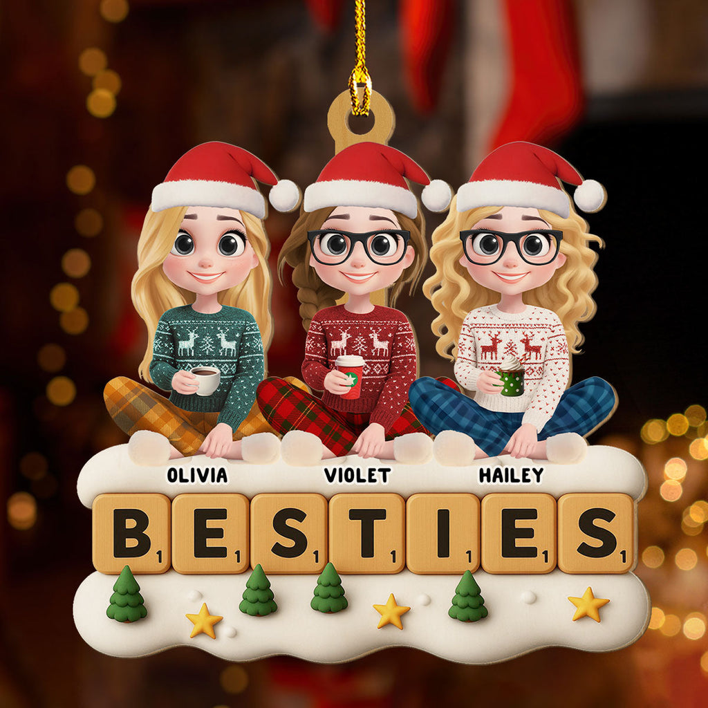 Custom Friendship Christmas Ornament, Best Friend Gift •  The Cutest Squad - Personalized 3D Effect Wood Ornament