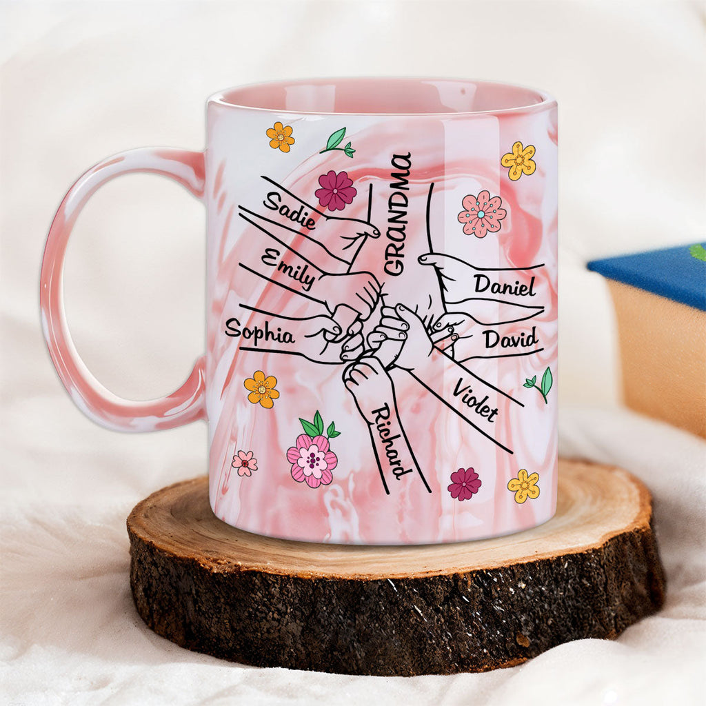 Custom Christmas & Birthday Gift For Grandma • Lovely Grandma - Personalized Pink Marble Mug