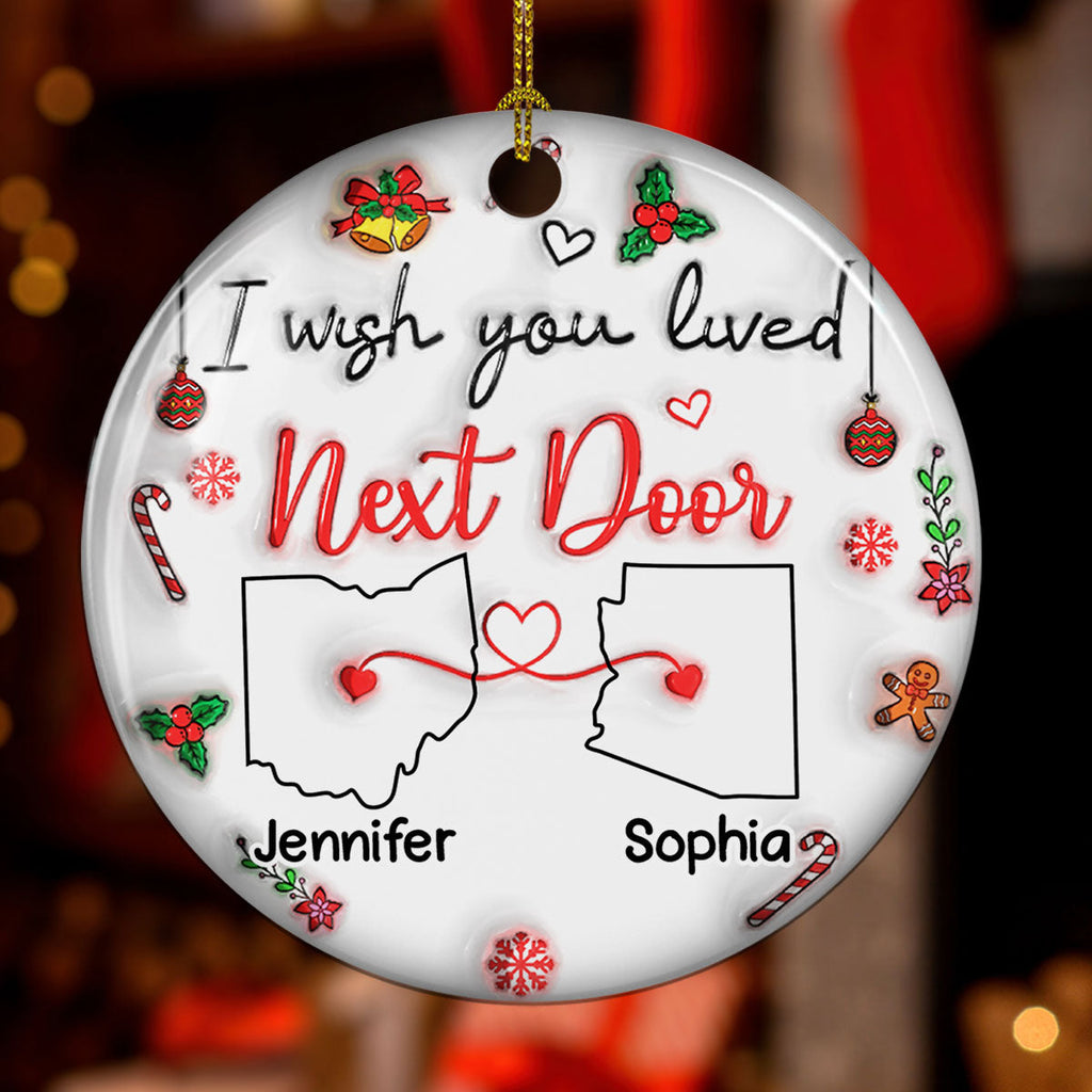 Custom Friendship Christmas Ornament, Best Friend Gift •  Besties Are Always Close At Heart - Personalized 3D Inflated Effect Ceramic Ornament