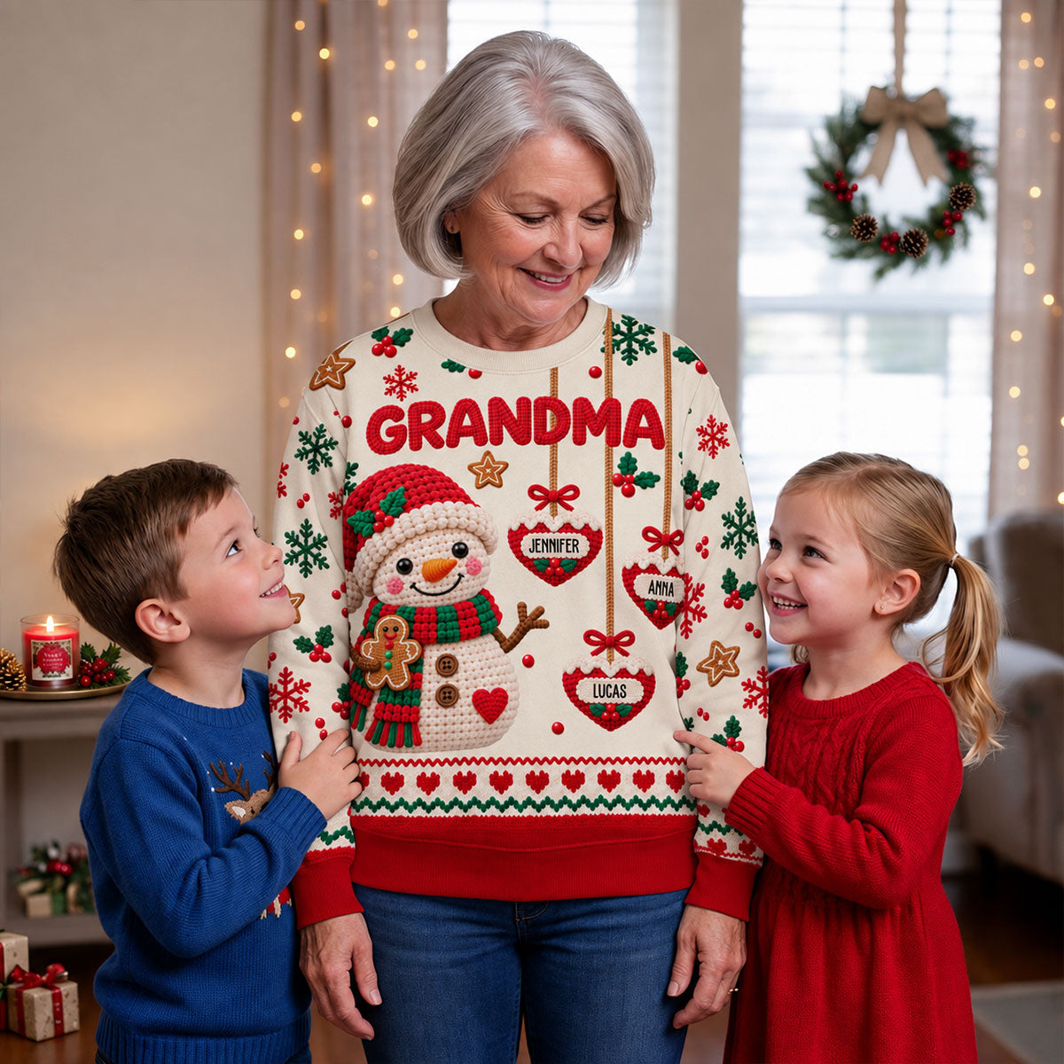 Custom Grandma Christmas Sweatshirt, Gift for Mothers • Cozy Grandma Era - Personalized All-Over-Print Sweatshirt
