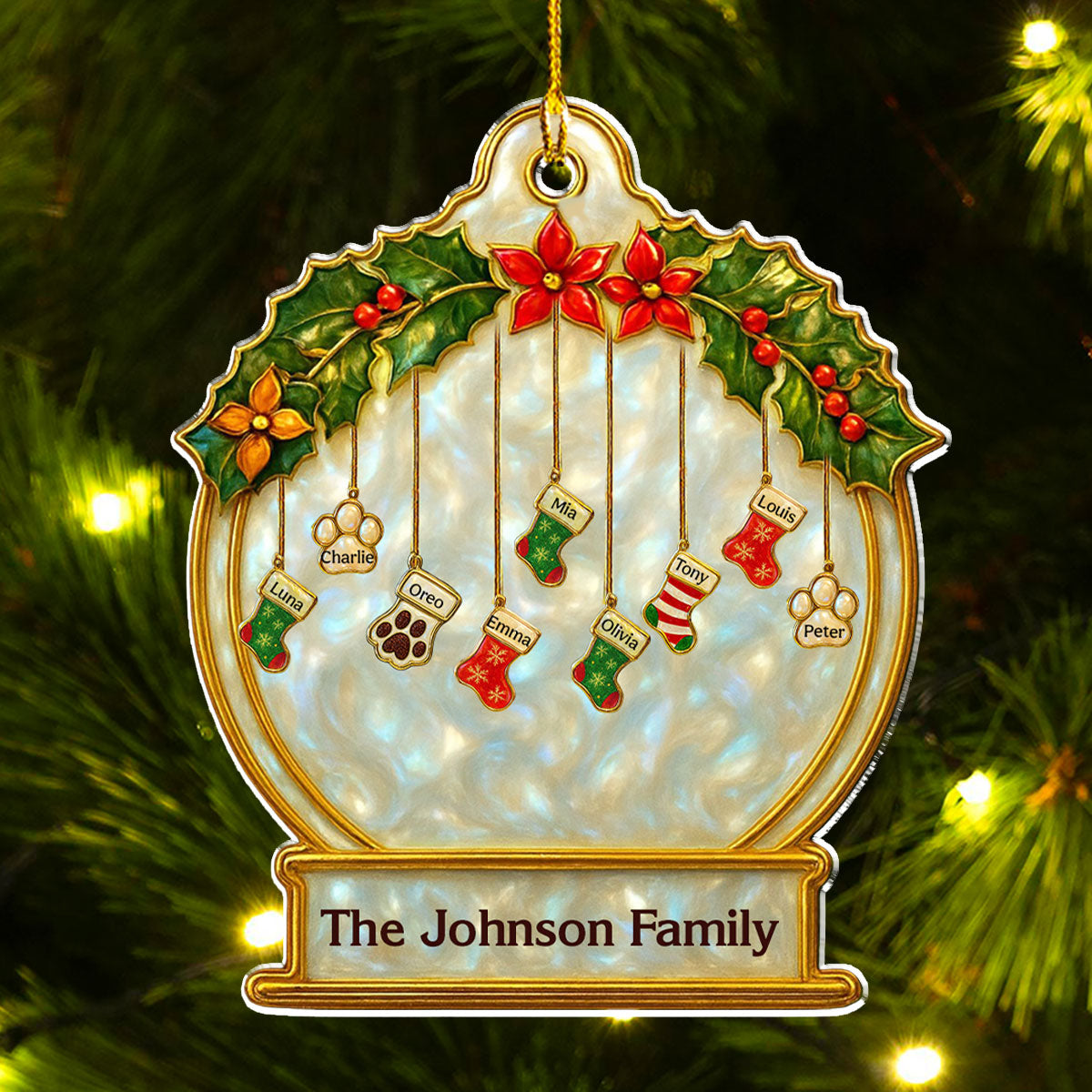 Custom Family Ornament, Christmas Gift for Family Members •  Family Stockings - Personalized Acrylic Ornament