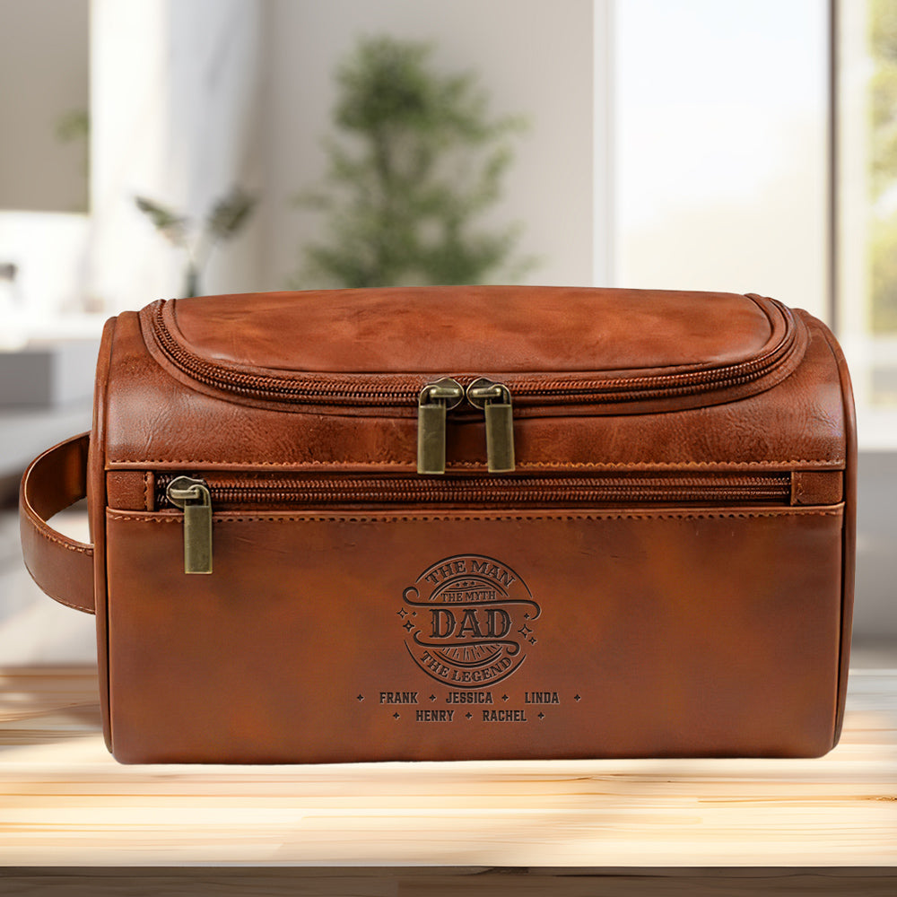 The Man The Myth The Legend - Personalized Engraved Leather Toiletry Bag