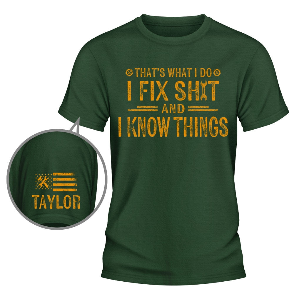 Custom Christmas & Birthday Keepsake Gift • Look Amazing And I Fix Sht - Personalized Shirt With Design On Sleeve
