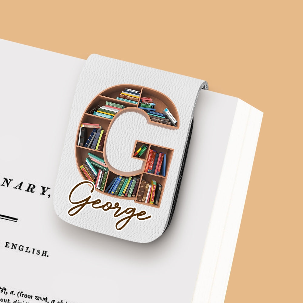 Custom Christmas Birthday Bookish Gifts For Book Lovers, Bookworms • Into Books Alphabet - Personalized Leather Bookmark