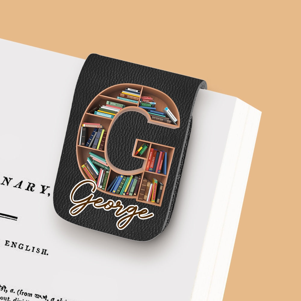 Custom Christmas Birthday Bookish Gifts For Book Lovers, Bookworms • Into Books Alphabet - Personalized Leather Bookmark