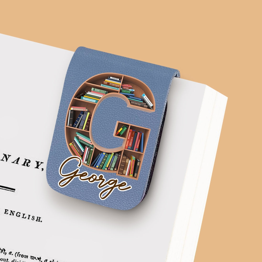 Custom Christmas Birthday Bookish Gifts For Book Lovers, Bookworms • Into Books Alphabet - Personalized Leather Bookmark