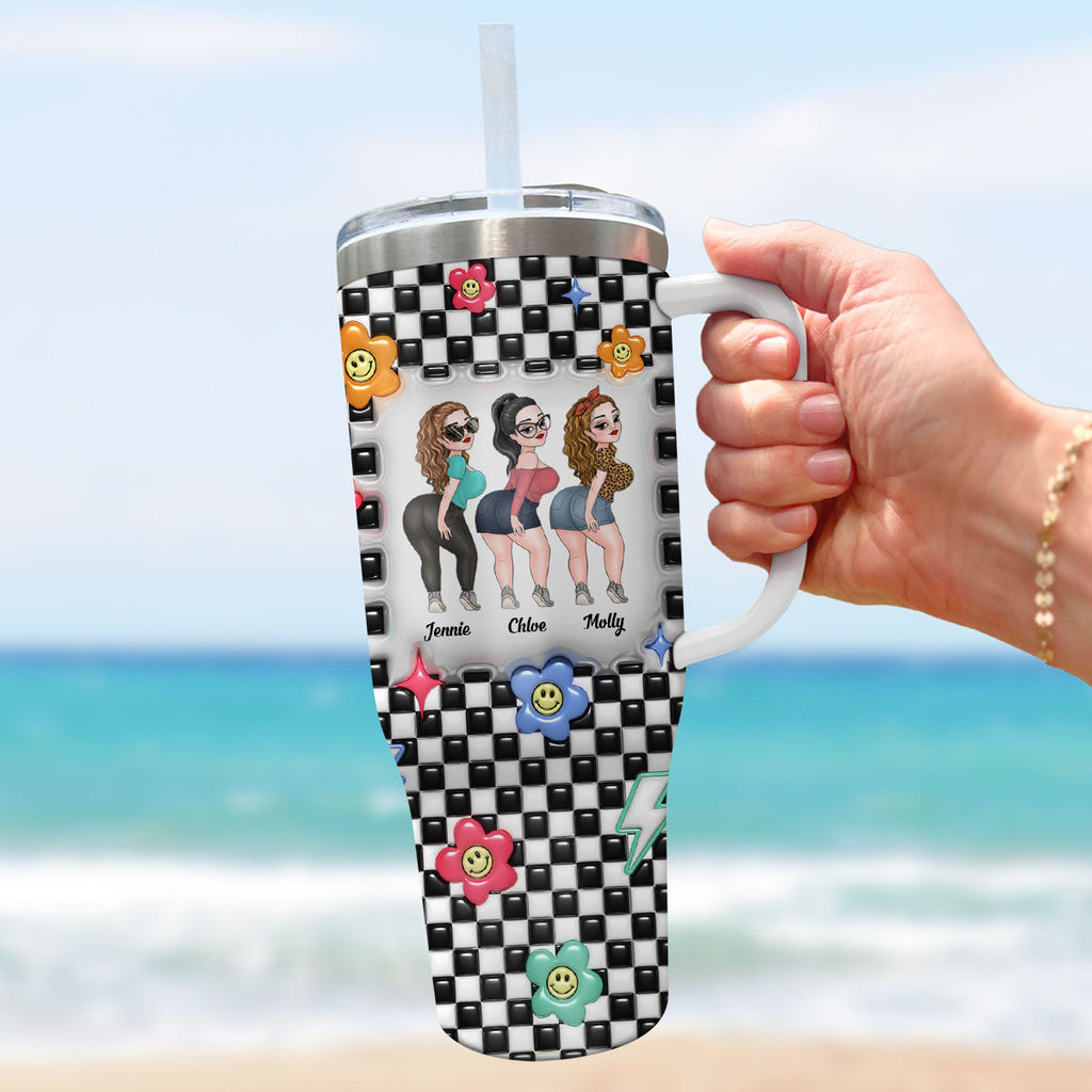 Custom Christmas Birthday Gifts For Best Friend • Sisters By Hearts - Personalized 3D Inflated Effect Printed 40 Oz Tumbler