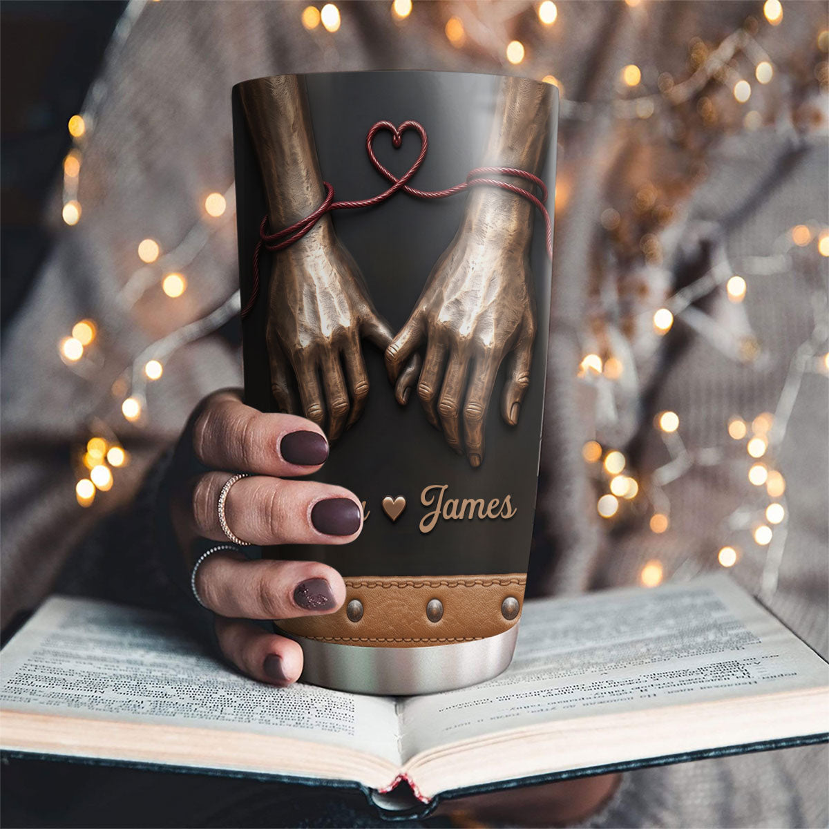 Custom Christmas Anniversary Gifts For Husband • Bound Together - Personalized 3D Inflated Effect Tumbler
