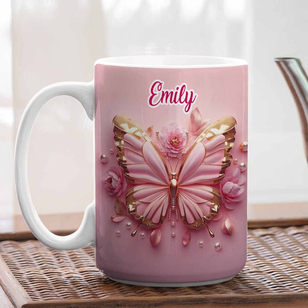 Custom Best Friend, Christmas & Birthday Friendship Keepsake Gift • Butterfly Beautiful - Personalized 3D Effect Coffee Mug