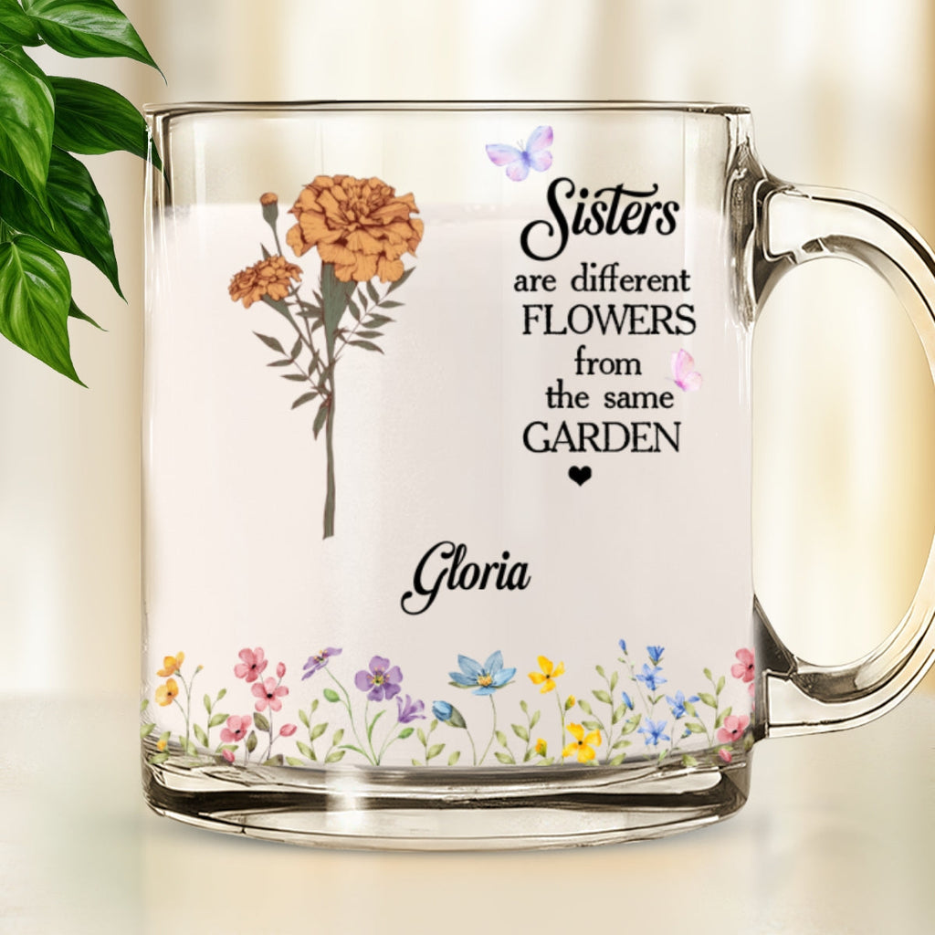 Custom Christmas & Birthday Gift For Sister • Floral Sisters Forever - Personalized Glass Mug
