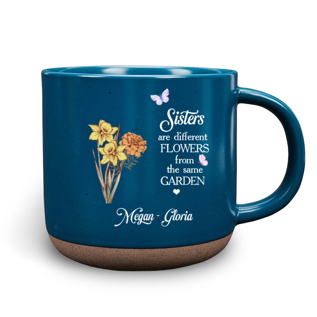 Custom Christmas & Birthday Gift For Sister • Floral Sisters Forever - Personalized Pottery Mug