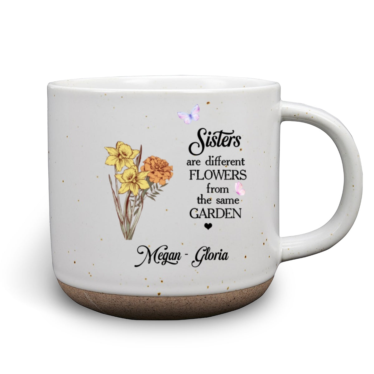 Custom Christmas & Birthday Gift For Sister • Floral Sisters Forever - Personalized Pottery Mug