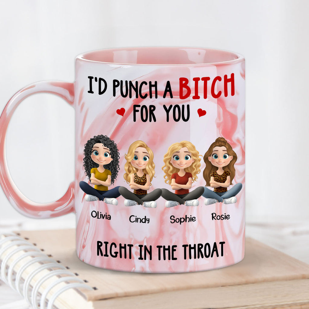 Custom Best Friend, Christmas & Birthday Friendship Keepsake Gift • Besties Forever Together - Personalized Pink Marble Mug
