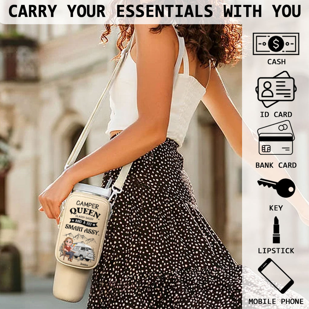 Truly A Queen Of Campers - Personalized Water Bottle Carrier Bag