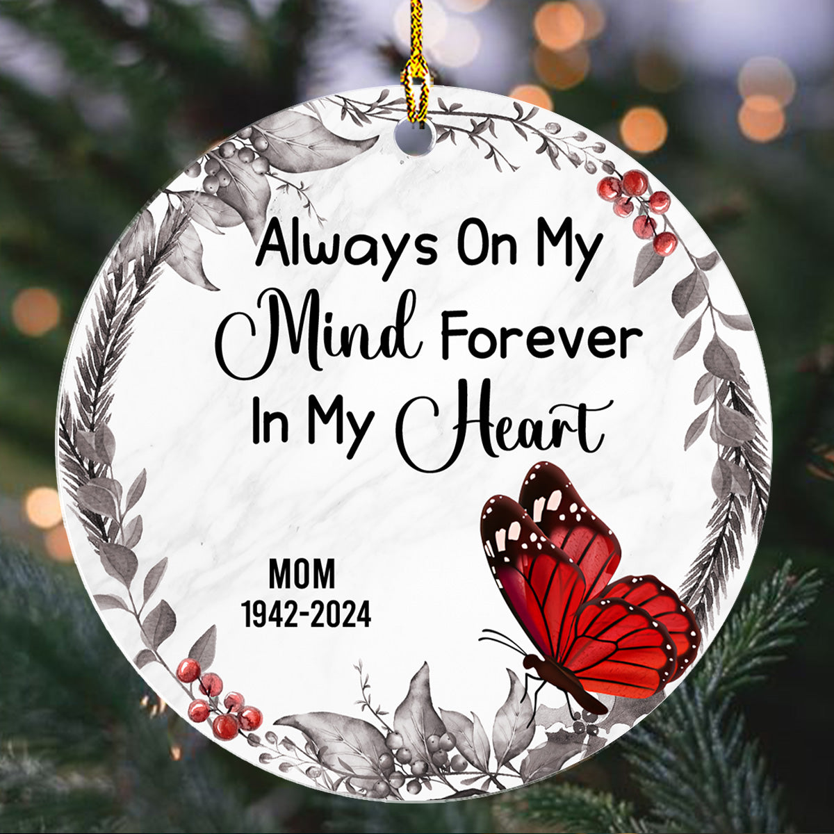 Custom Keepsake Christmas Ornament •  Red Cardinal Memorial - Personalized Acrylic Ornament