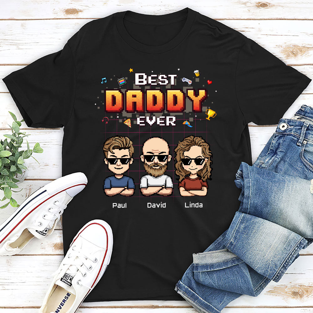 Custom Father's Day, Special Gift for Dad & Grandpa • Best Dad Pixel - Personalized Shirt