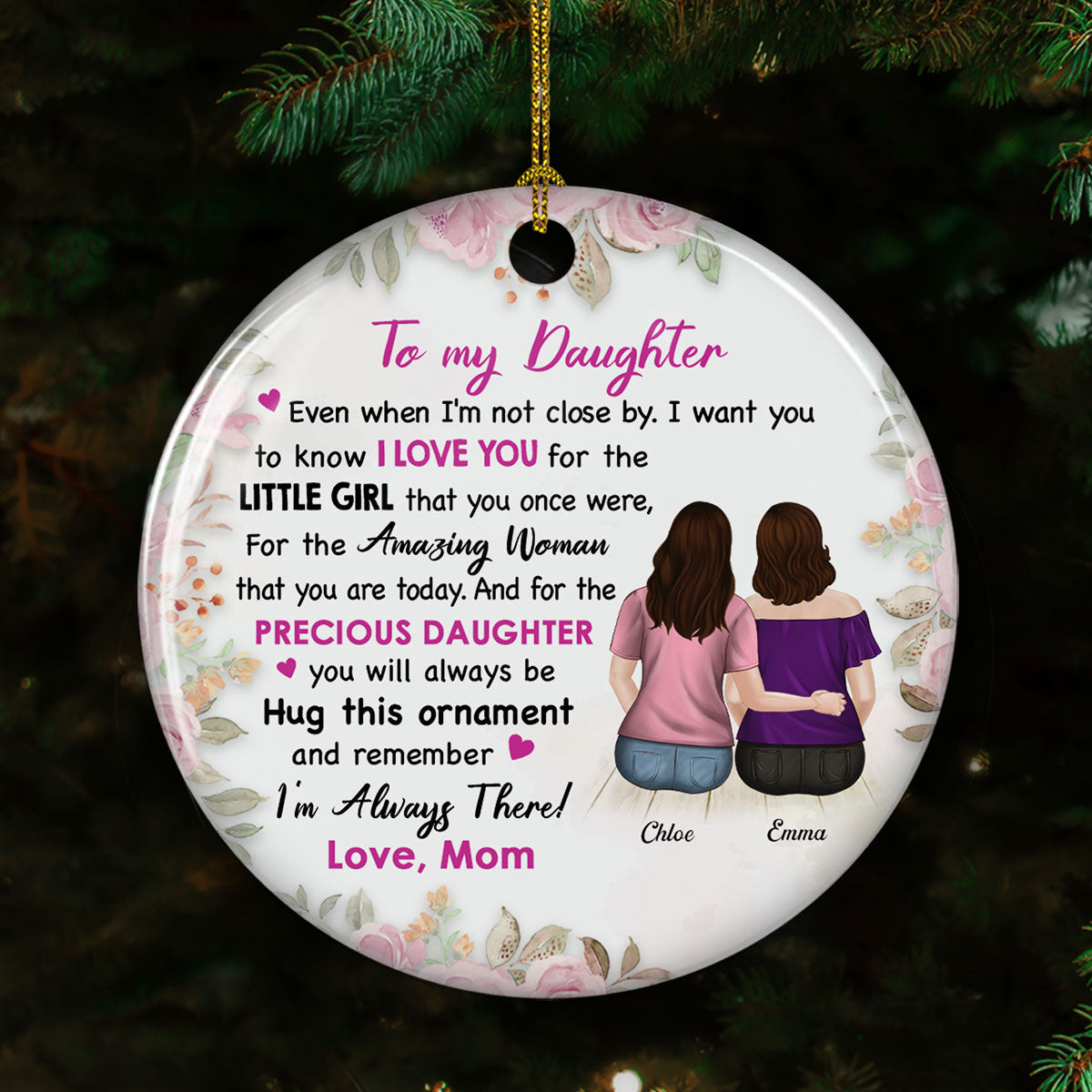 Custom Family Ornament, Christmas Gift for Family Members •  I Am Always There - Personalized Circle Ceramic Ornament