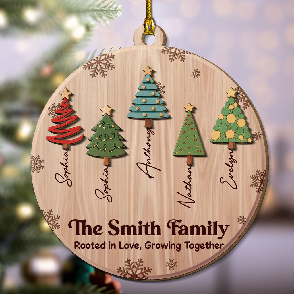 Custom Family Ornament, Christmas Gift for Family Members •  Love Makes Our Roots Strong - Personalized 2-layered Wood Ornament