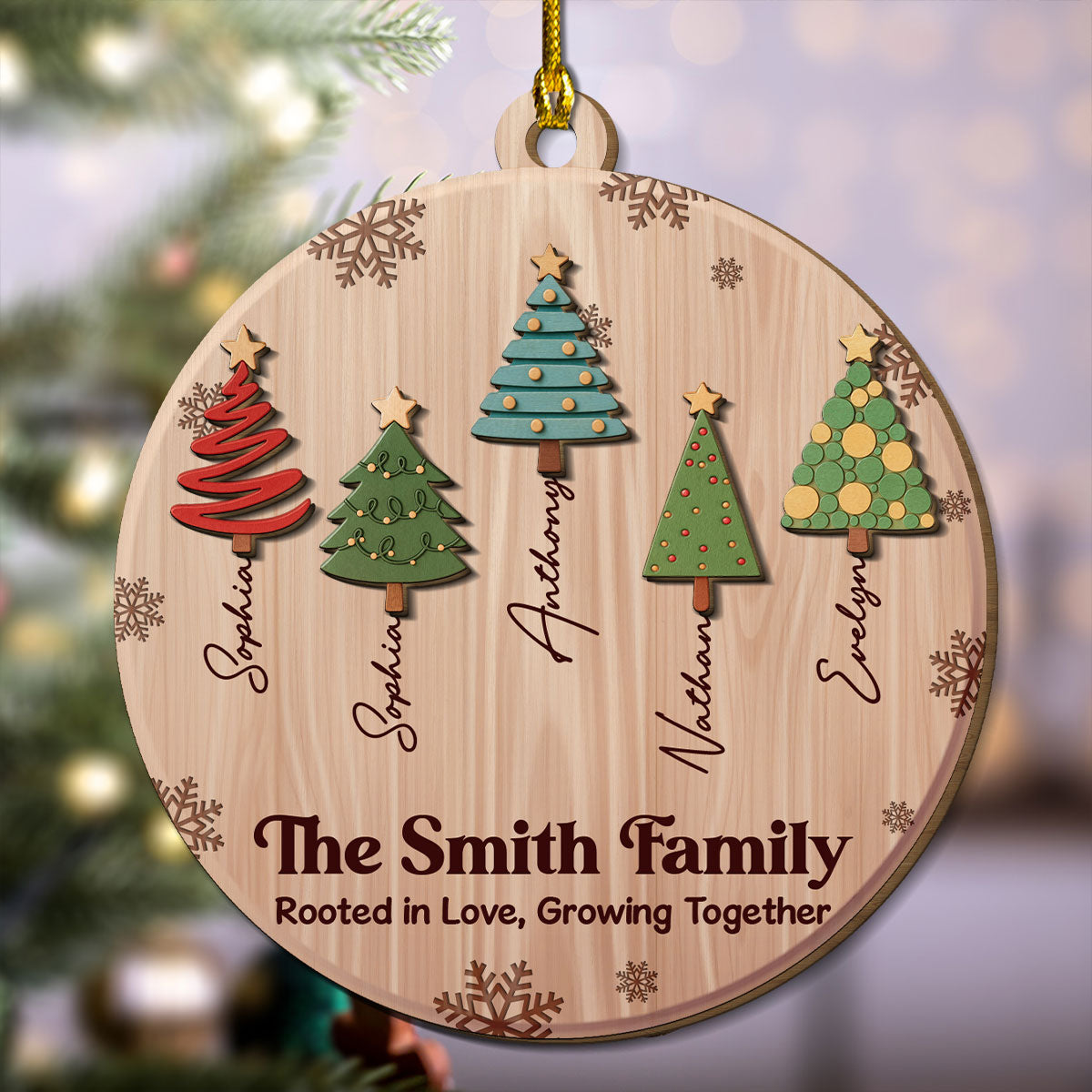 Custom Family Ornament, Christmas Gift for Family Members •  Love Makes Our Roots Strong - Personalized 2-layered Wood Ornament