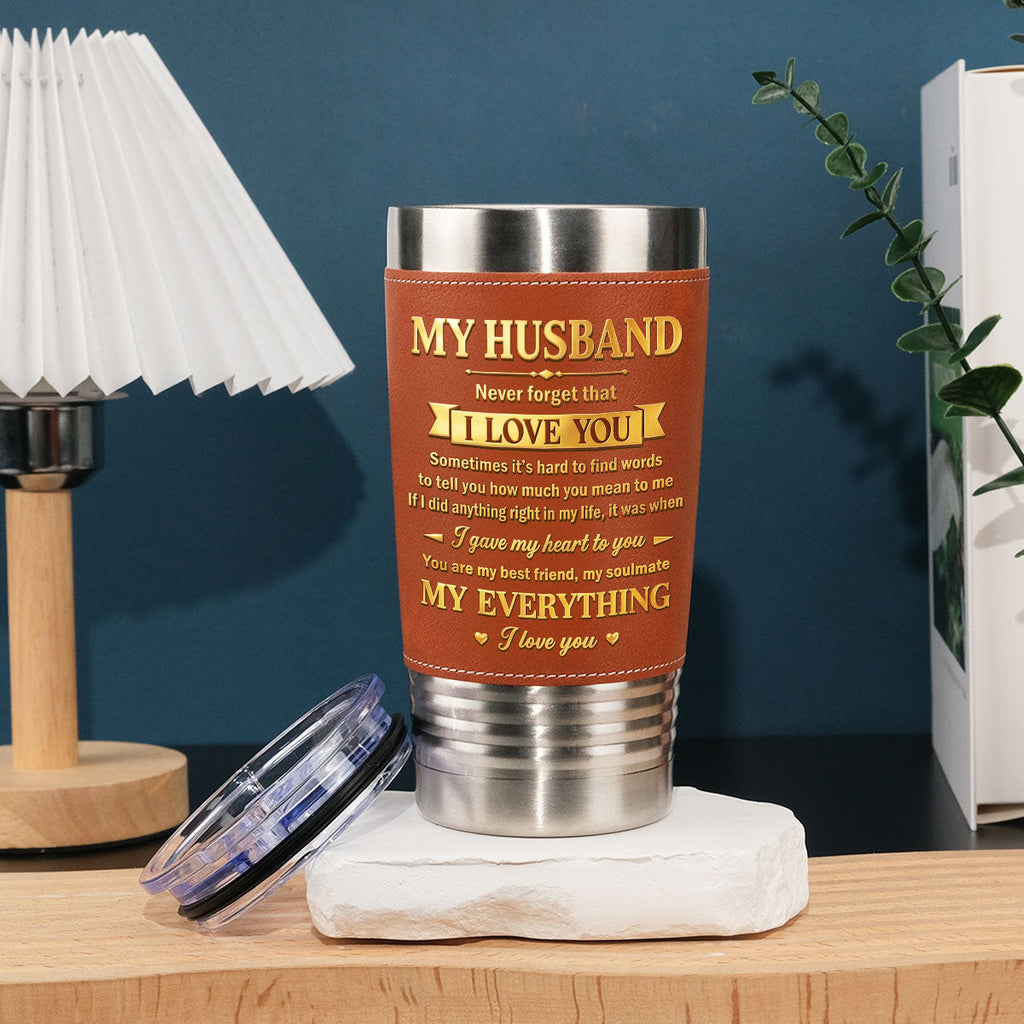 Custom Christmas Anniversary Gifts For Husband • My Husband - Personalized Leather Tumbler