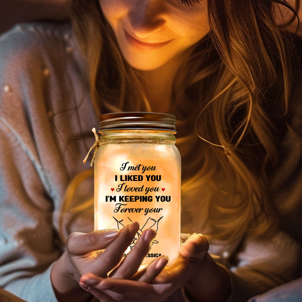 I Met You - Personalized Mason Jar Light