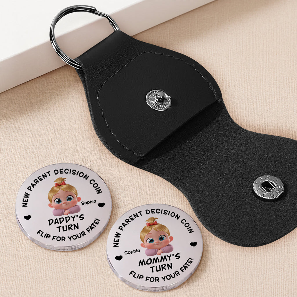 Custom Coin Keychain for Wife, Couple Anniversary Valentine's Day Gifts • New Dad Mom Decision Coin - Personalized Pocket Hug