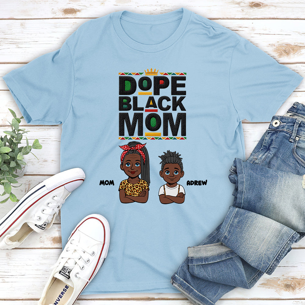 Custom Christmas & Birthday Gift for Mom, Grandma • Dope Black Mom Black History Month - Personalized Shirt - Women Tee