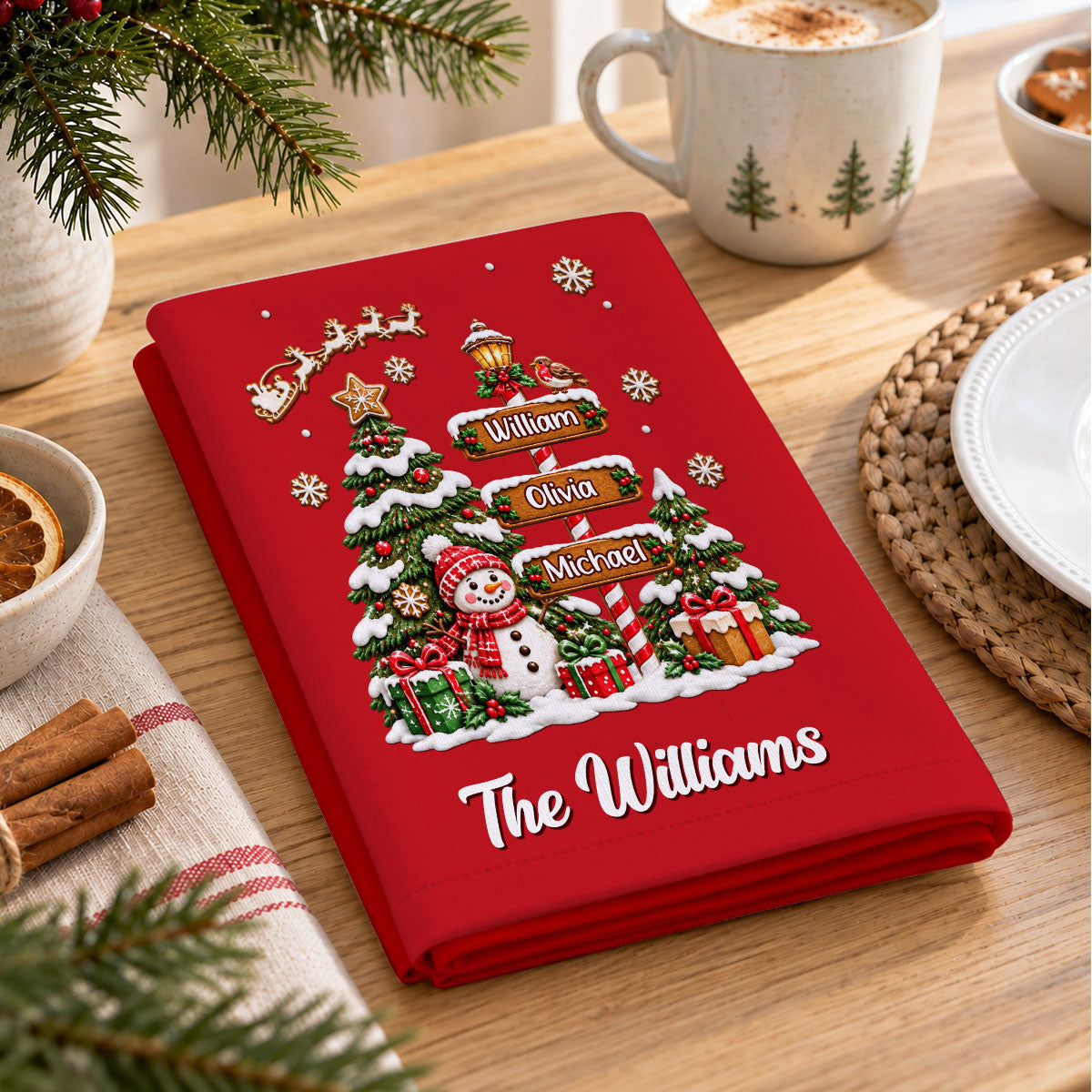 Our Gingerbread Christmas Family Tree - Personalized Napkin
