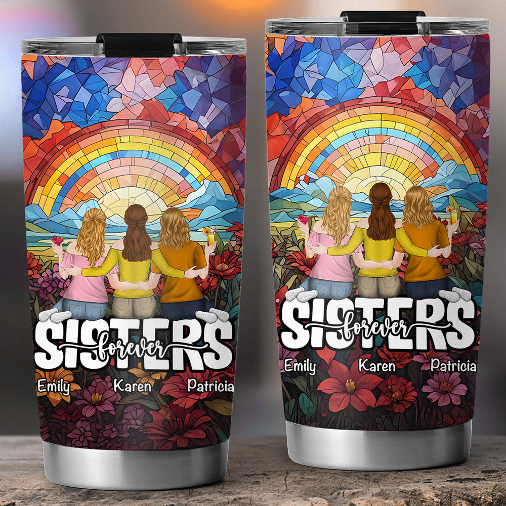Custom Christmas Birthday Gifts For Best Friend • Besties Sitting Together - Personalized Tumbler