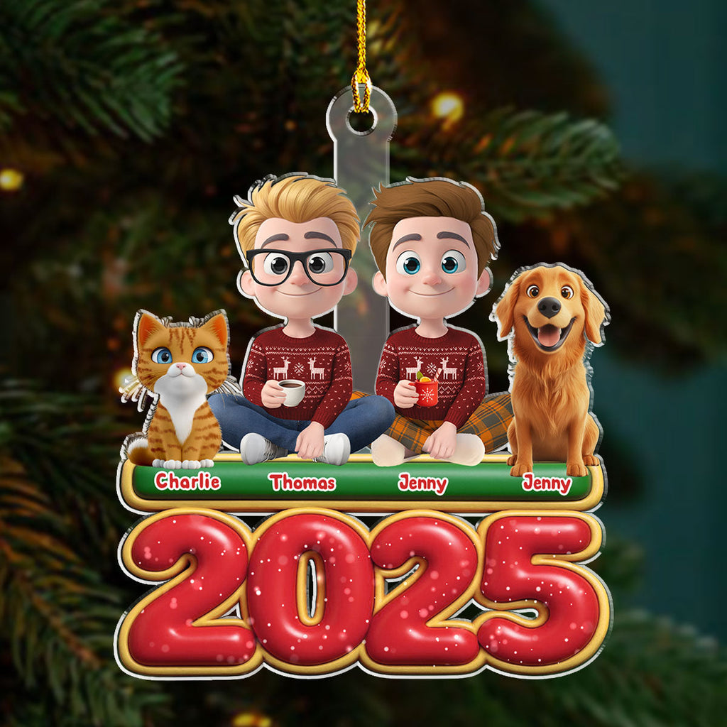 Custom Couple Christmas Ornament, Anniversary Gift •  We And Our Pet Version 2 - Personalized Acrylic Ornament