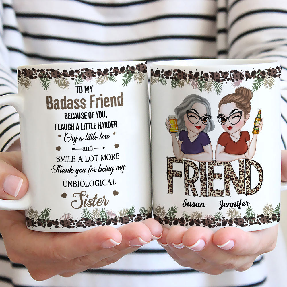 Custom Best Friend, Christmas & Birthday Friendship Keepsake Gift • Badass Bestie - Personalized Coffee Mug