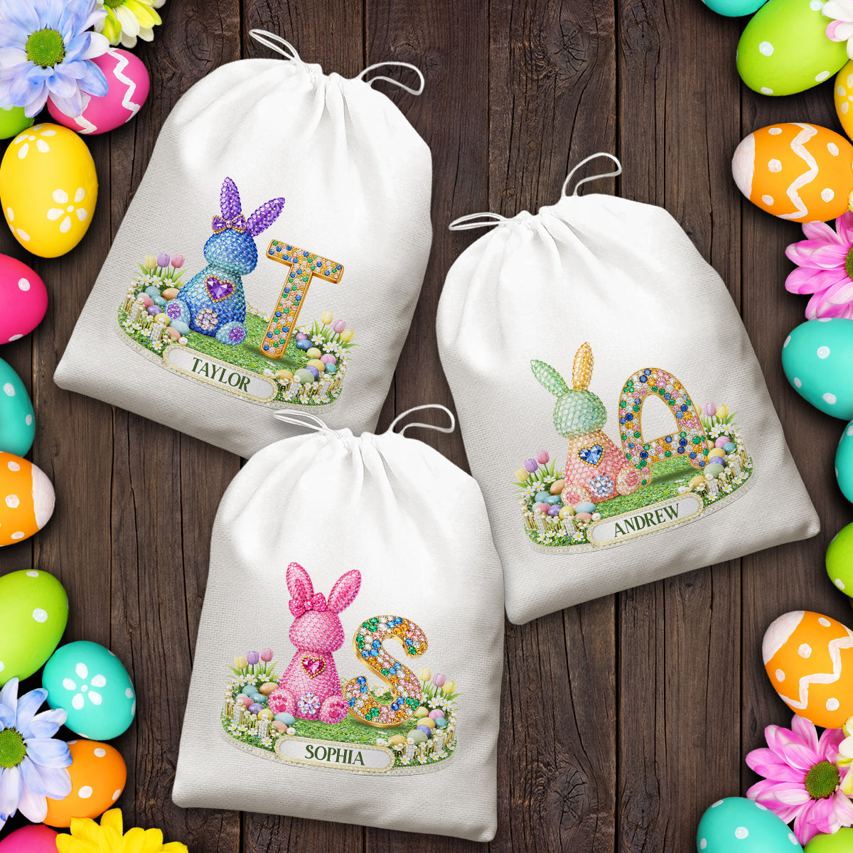 Crystal Easter Bunnies - Personalized Favor Bag