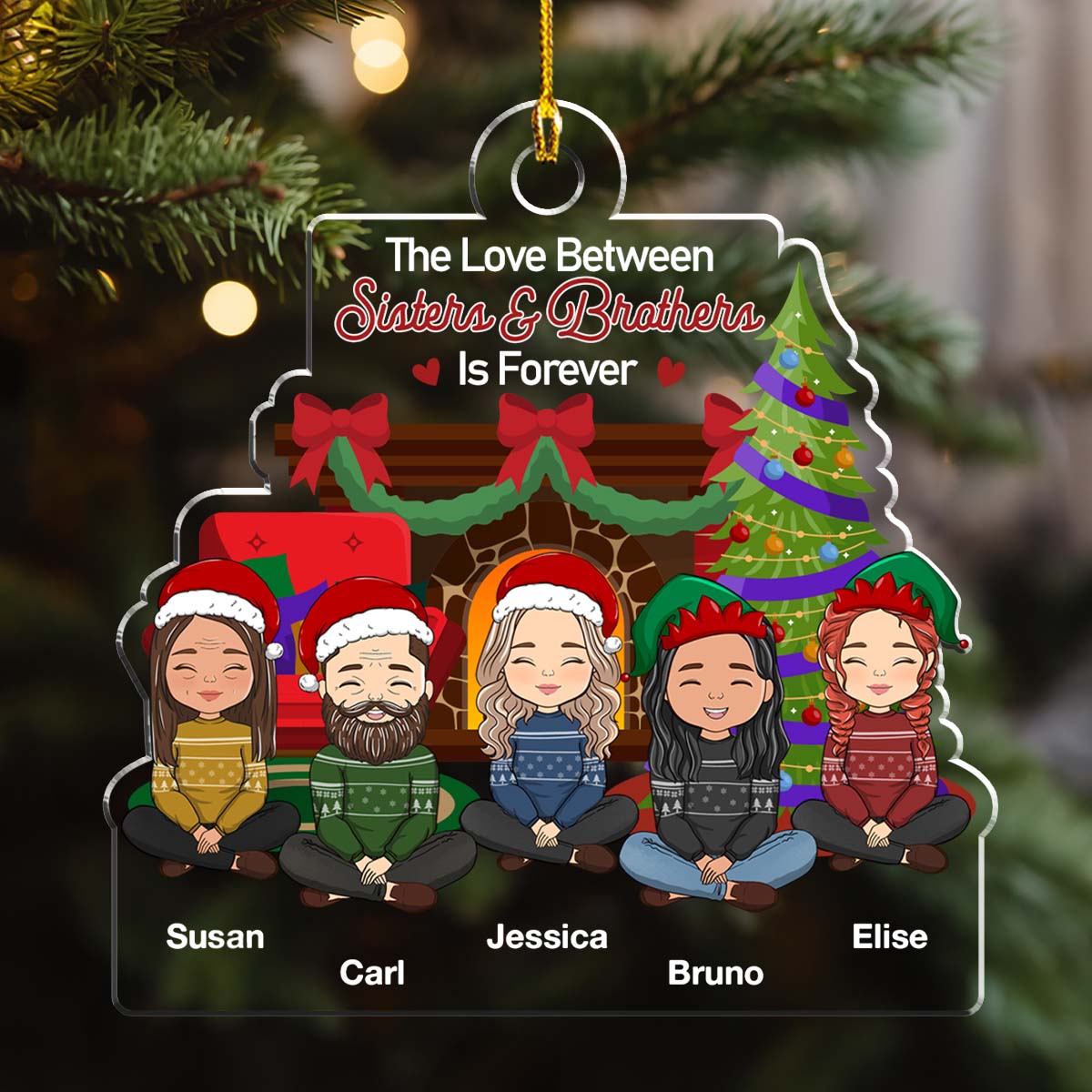 Custom Sister Christmas Ornament •  The Love Between Siblings Is Forever - Personalized Acrylic Ornament
