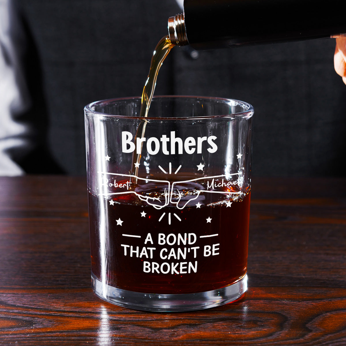Custom Christmas Birthday Drinkware Gifts for Brother • A Bond Between Brothers - Personalized Whiskey Glass