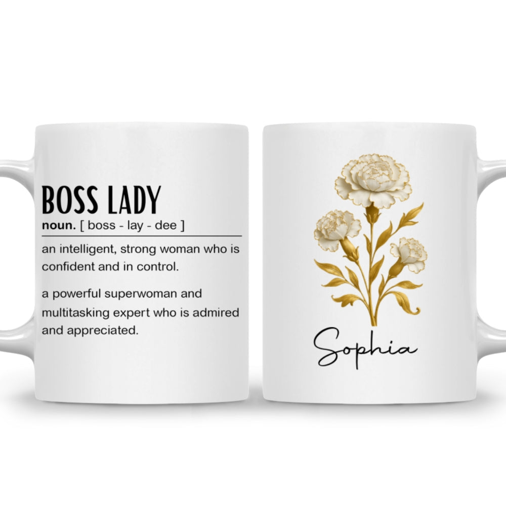 Custom Coworker, Christmas & Birthday Team Appreciation Gift • Boss Lady Definition - Personalized Coffee Mug