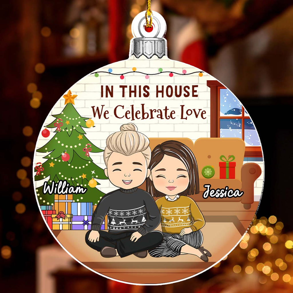 Custom First Christmas Ornament Married, Gift for Newlyweds •  First Christmas In Our New Home 2024 - Personalized Acrylic Ornament