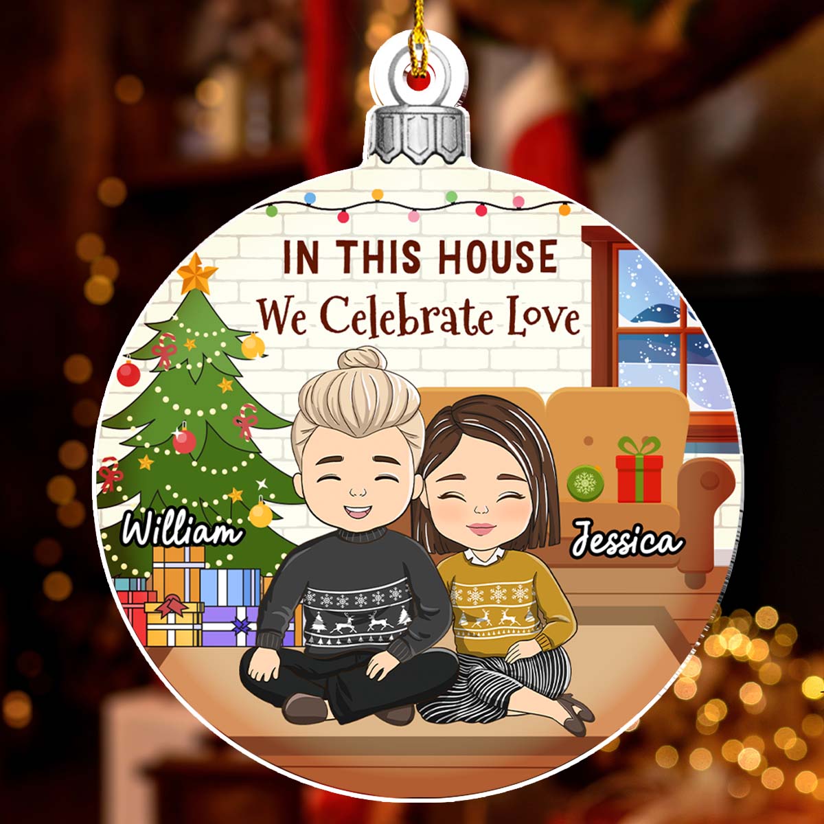 Custom First Christmas Ornament Married, Gift for Newlyweds •  First Christmas In Our New Home 2024 - Personalized Acrylic Ornament