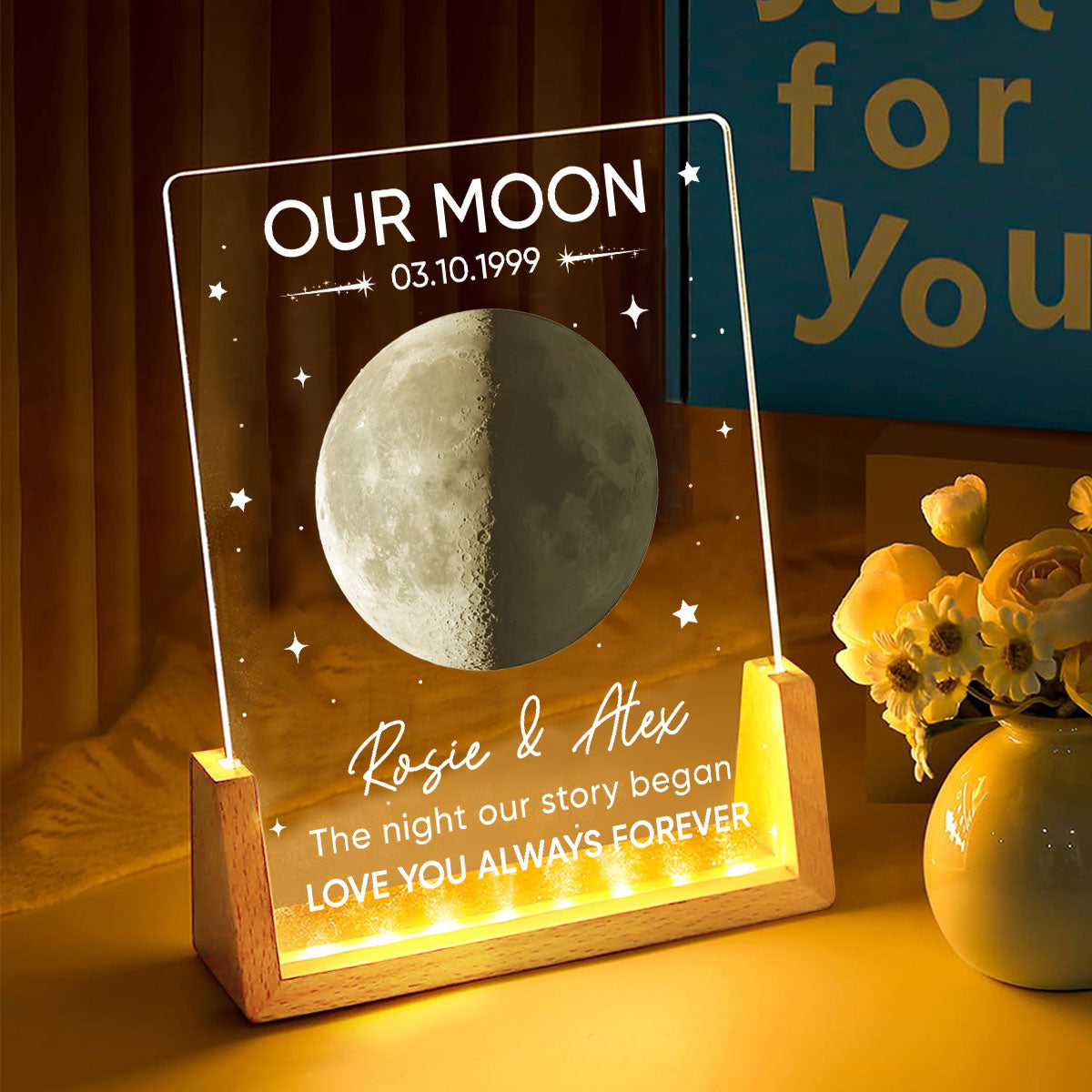 Custom Couple Gift for Anniversary, Valentine's Day, Christmas • The Night Our Story Began - Personalized Night Light