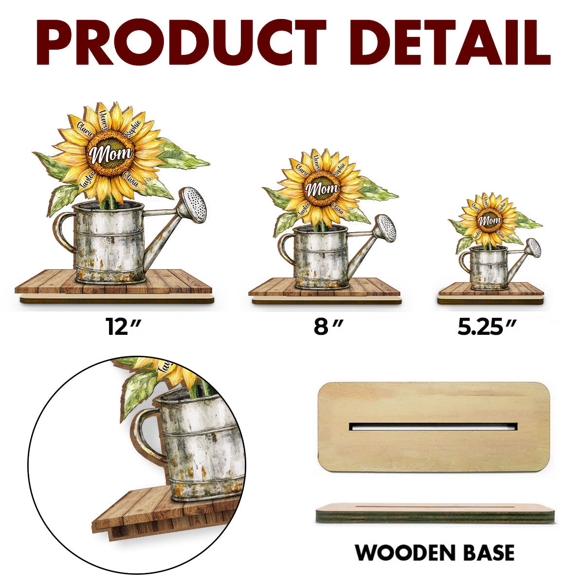 Custom Mother's Day Decor, Gift for Mom & Grandma • Growing Family Love - Personalized 2-Layer Wood Plaque With Flat Base