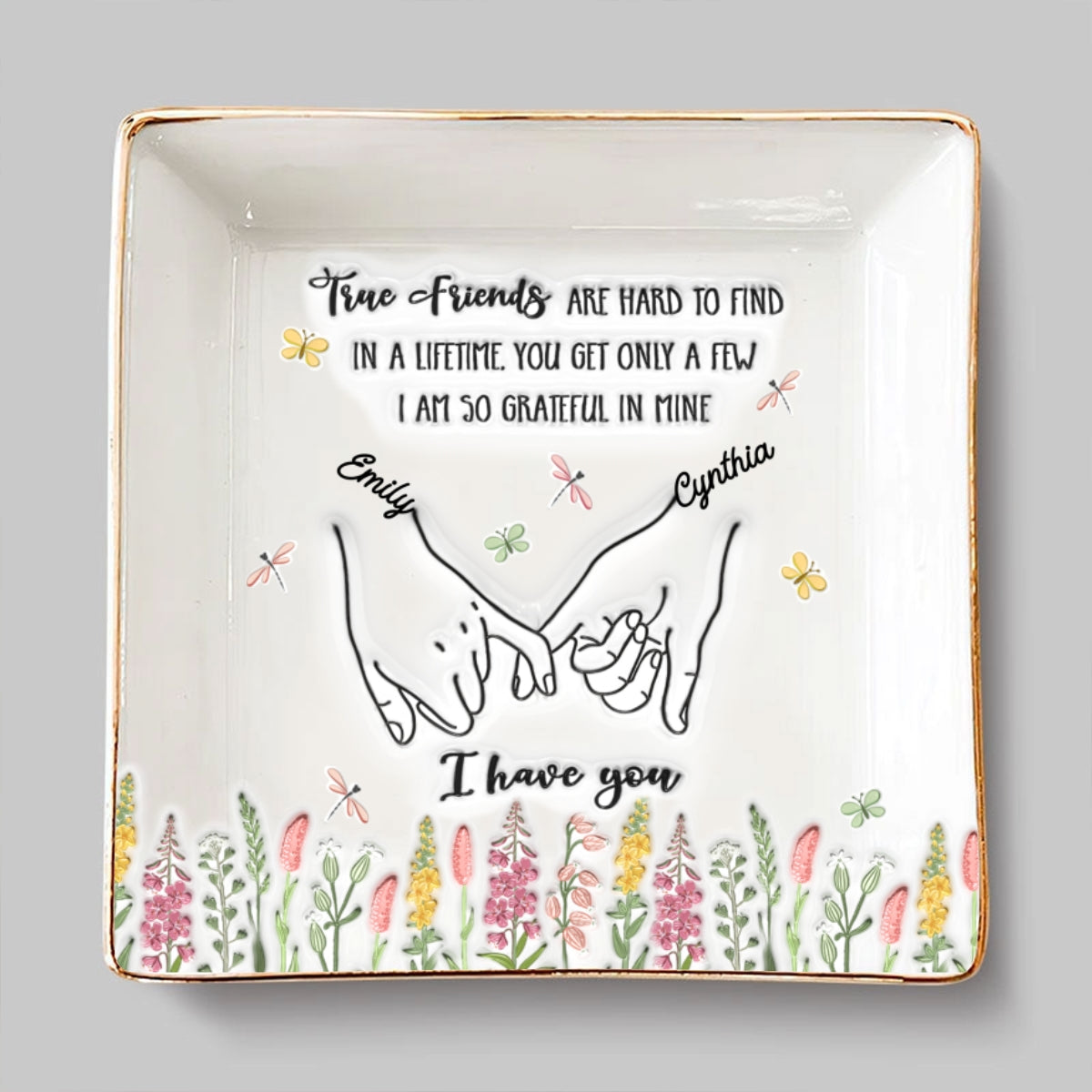 Custom Bestie Trinket Dish, Birthday Christmas Gift For Best Friend • I Am So Grateful - Personalized Jewelry Dish