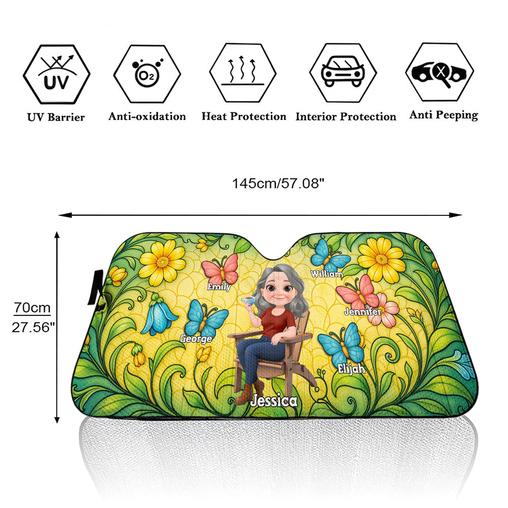 Butterfly Grandma - Personalized Car Sunshade