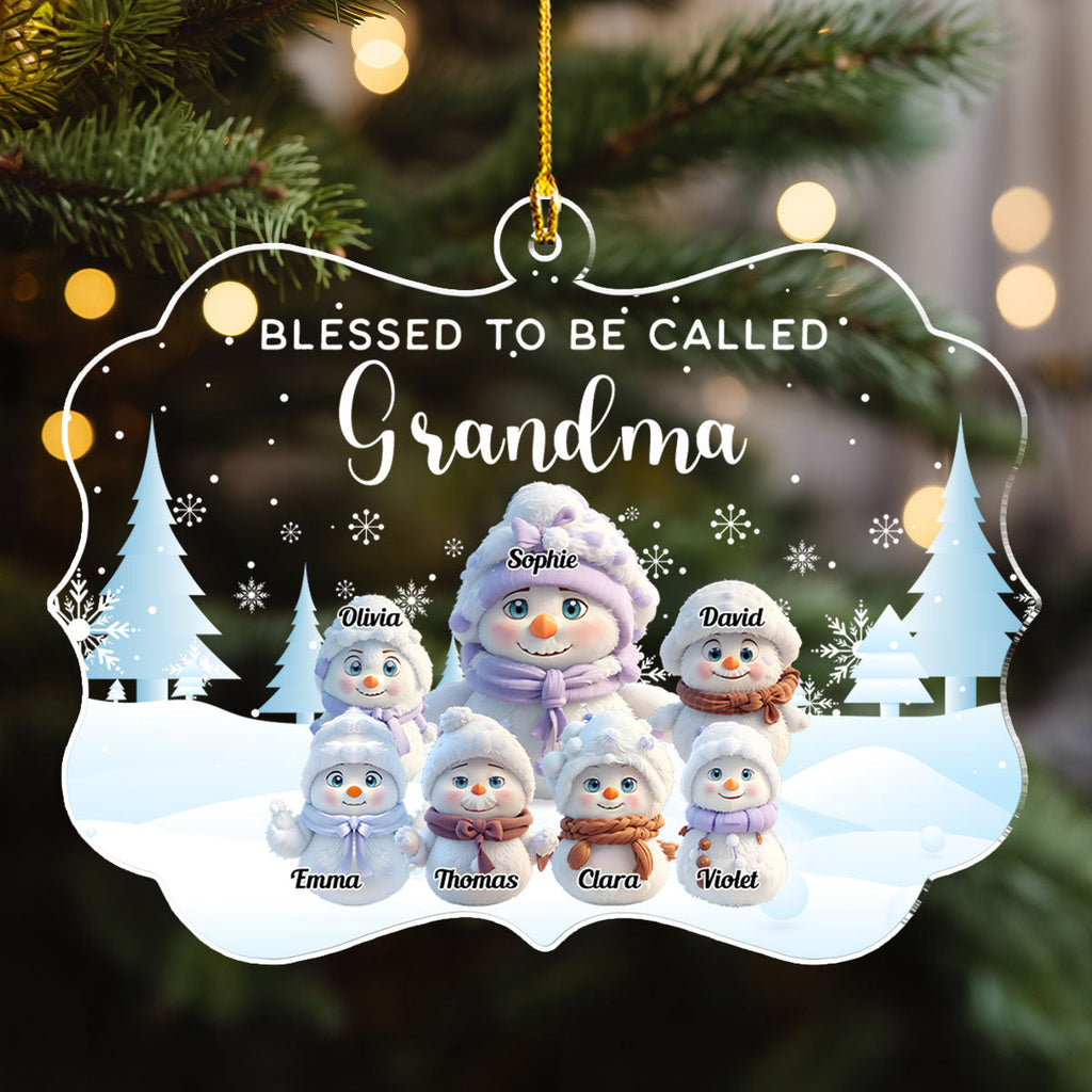 Custom Family Ornament, Christmas Gift for Family Members •  Cute Snowman Christmas - Personalized Acrylic Ornament