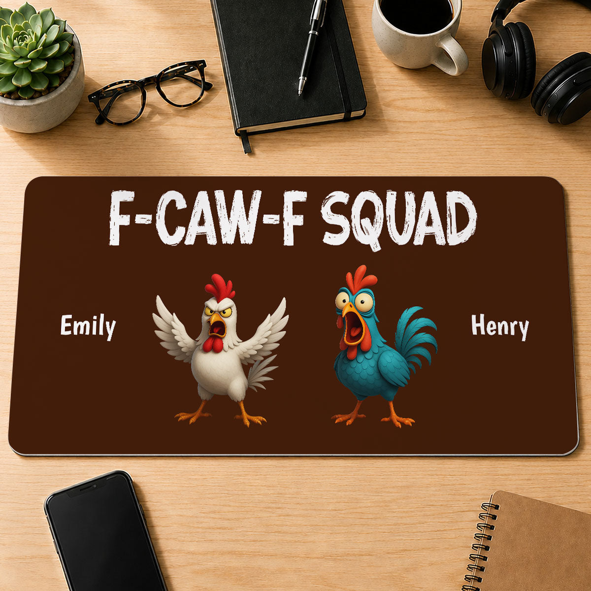 United By Coffee And Chaos - Personalized Desk Mat